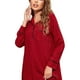 thumbnail image 5 of Camisón de manga larga para mujer, botón de solapa, escote en V, diseño a cuadros rojos, camisón largo suelto para mujer, rojo XXL, 5 of 8