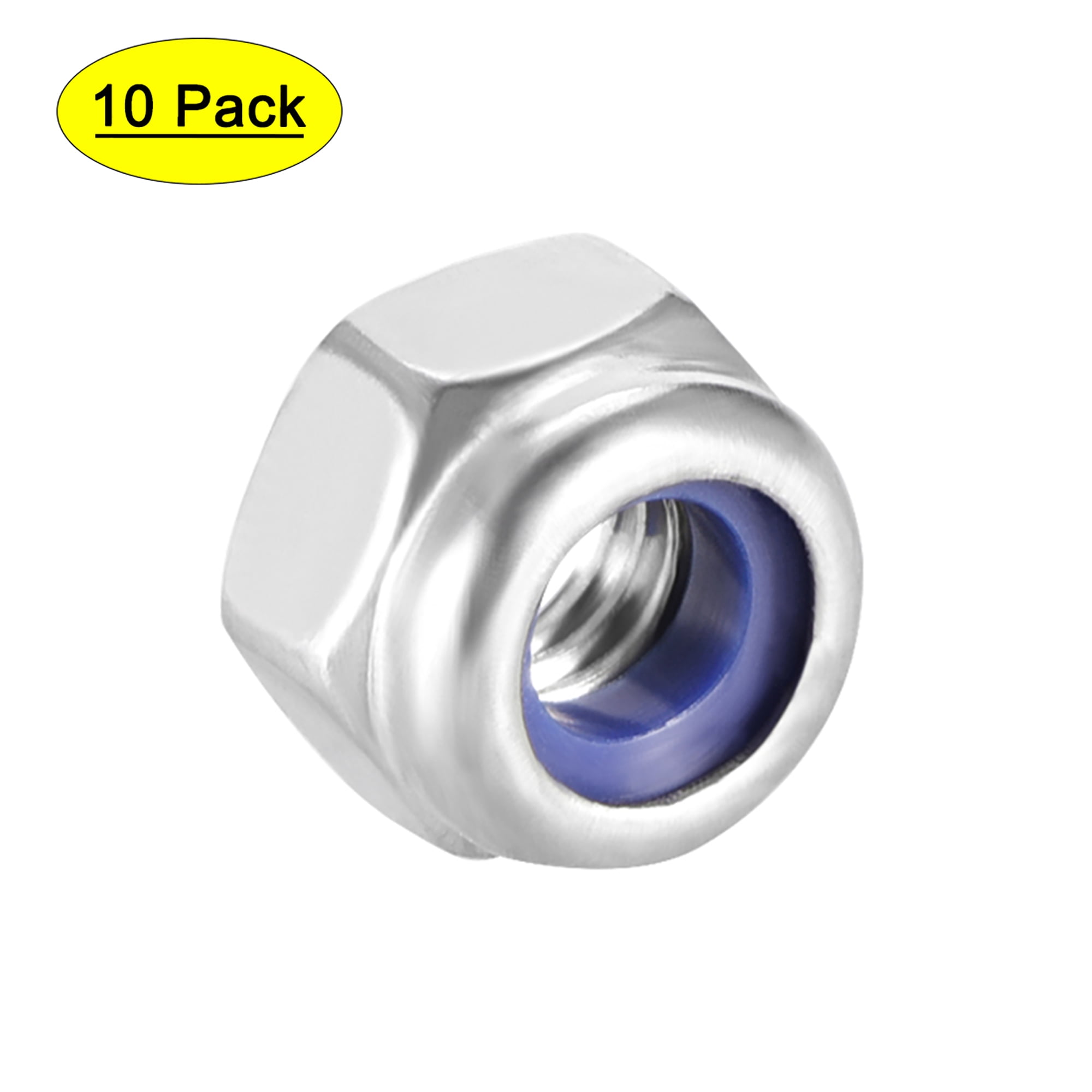 Yinpecly M8 X 1.25mm Nylon Insert Lock Nuts - 316 Stainless Steel, Pack Of 10 - View #7