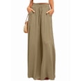 thumbnail image 2 of Women Casual High Waist Spring Fall Solid Color Long Wide Leg Pants Casual with Pockets Linen Cyan S, 2 of 7