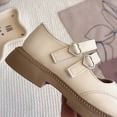 thumbnail image 6 of GiLiling Girls Mary Jane Dress Shoes, Double Strap with Heart Buckle, Thick Non-Slip Sole PU Leather Flats School Casual Footwear (Beige, 8-9 Years), 6 of 9