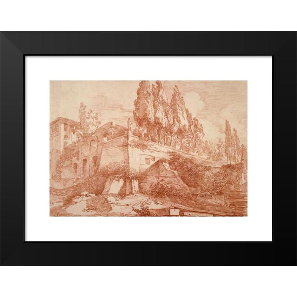 Jean-Honoré Fragonard 14x11 Black Modern Framed Museum Art Print Titled - Ruins of an Imperial Palace, Rome (1759)