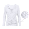 thumbnail image 5 of Lenpel Womens Long Sleeve Tops Cowl Neck Casual Solid Color Shirts Stretch Comfy Soft Fashion Ruched Blouses Fall Outfits, 5 of 7