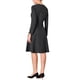 thumbnail image 3 of Vestido midi de manga larga con cremallera en el cuello A-Line a rayas para mujer Inspire Chic 2XL negro, 3 of 5