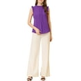 thumbnail image 2 of INSPIRE CHIC Women's Sleeveless Blouse Ruffled Pleated Wear-to-Work Chic Blouse XL Deep Purple, 2 of 7
