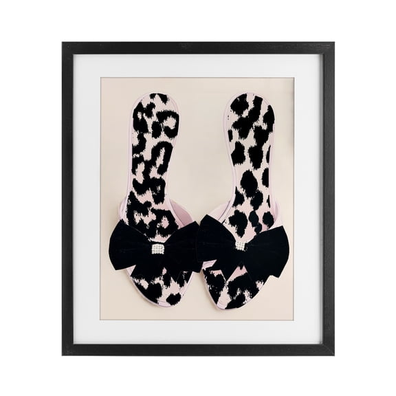 Cat Walk Spotted Shoes Black Framed Print Under Glass, design by Annabelle Hall