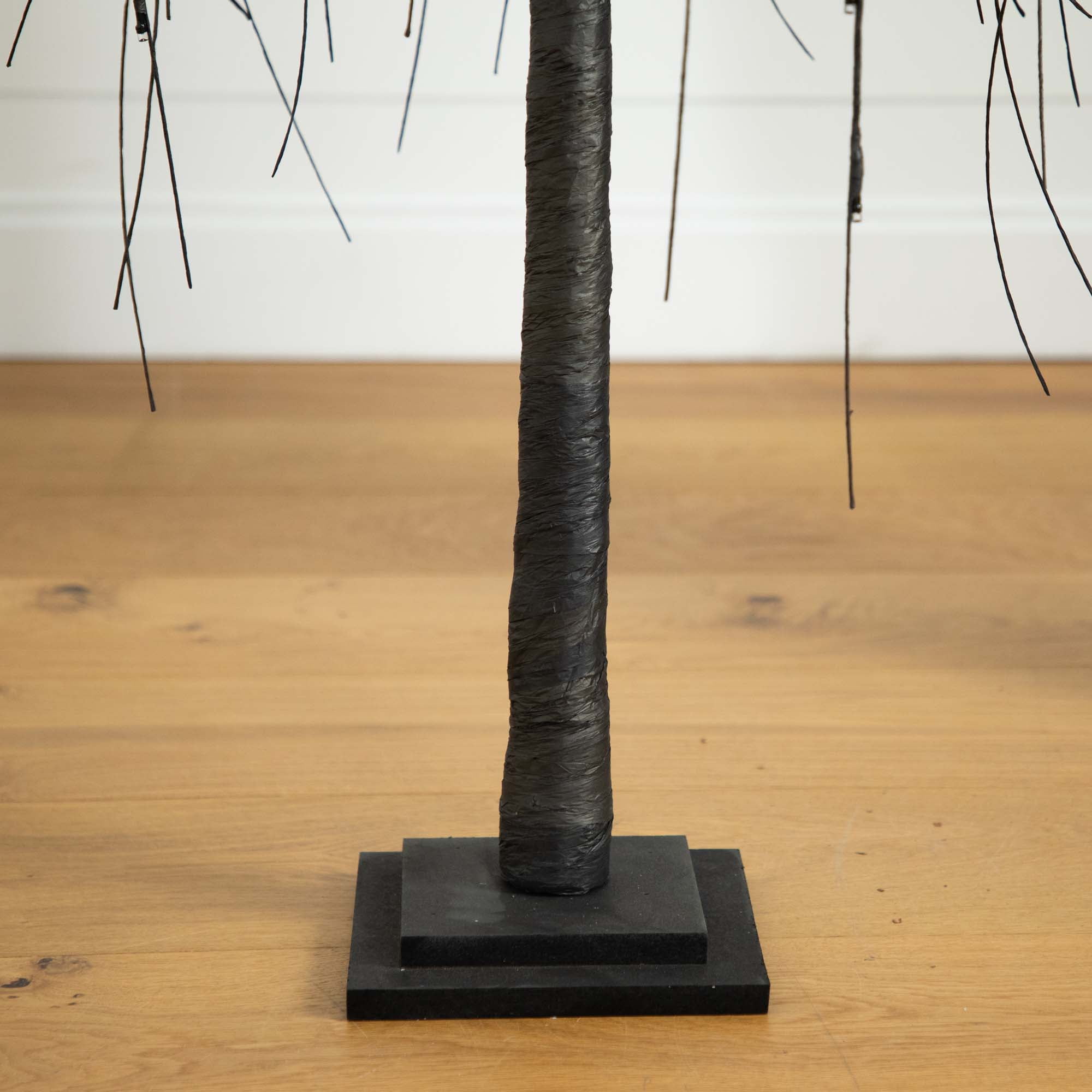 Nearly Natural 5ft. Pre-Lit Halloween Black Willow Artificial Fall Tree with 144 Orange and Purple LED Lights