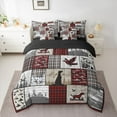 thumbnail image 2 of Homewish Rustic Dog Duck Twin Bedding Sets 7-Piece for Men, Jungle Hunting Bedding Comforter Set, Vintage Grey Red Patchwork Reversible Sheet Sets, Breathable Home Decor, 2 of 7
