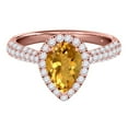 thumbnail image 2 of Mauli Jewels Engagement Rings for Women 1.55 Carat Diamond and Pear Shaped Citrine Ring 4-prong 10K Rose Gold, 2 of 7