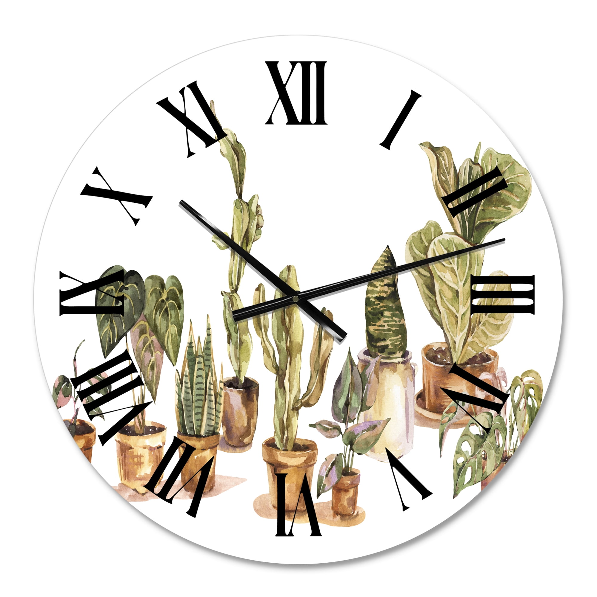 Designart 'Indoor House Plants Urban Jungle I' Traditional Wall Clock