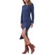 thumbnail image 4 of Vestido de mujer Inspire Chic con cuello redondo, manga larga, con fruncido lateral y abertura, talla XL, azul oscuro, 4 of 5
