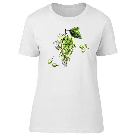 Cute Green Grapes Sketch T-Shirt Women -Image by Shutterstock, Female Small
