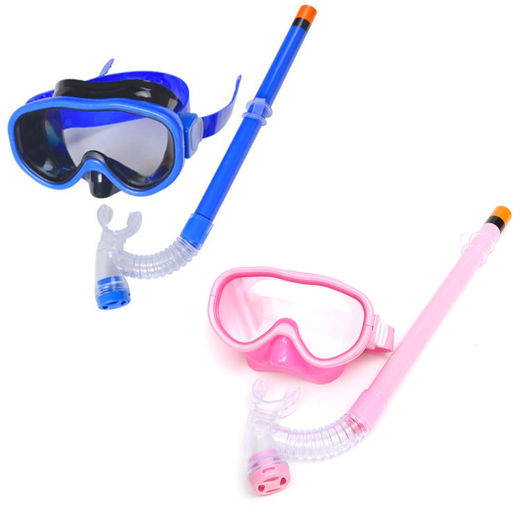 Orange Green or Lime Kids Adjustable Swimming Goggles & Snorkel Set BS EN1972 