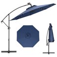 thumbnail image 1 of Gymax 10Ft Offset Hanging Umbrella Patio Outdoor w/ 32 Solar LED Lights Navy, 1 of 10