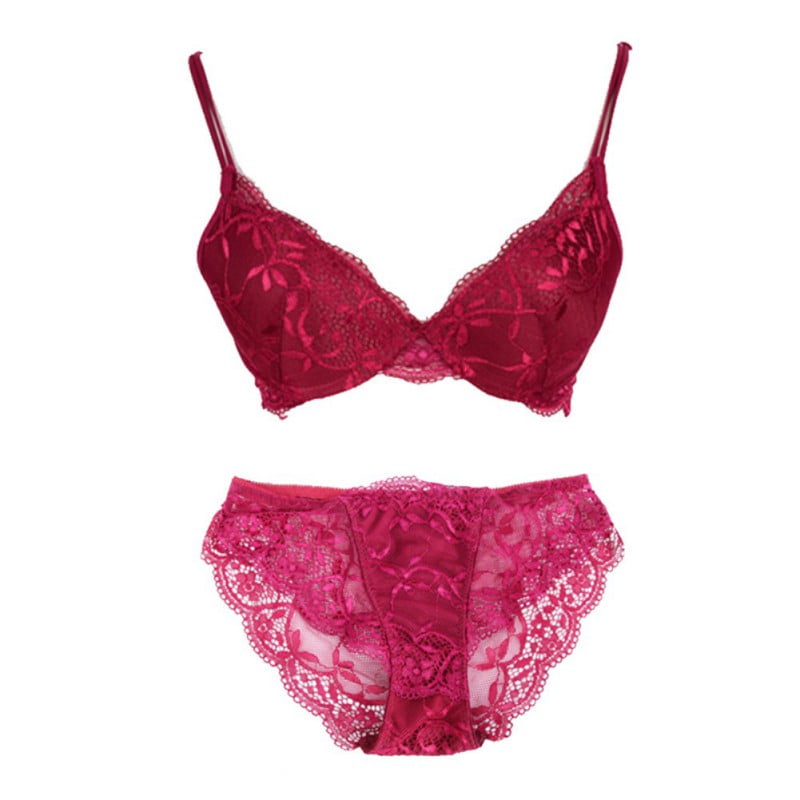 Buy Varsbaby Women Push Up Embroidery Bras Set Lace Lingerie Bra and  Panties 3 Piece (V017SP,Wine Red, 36D) Online at desertcartINDIA
