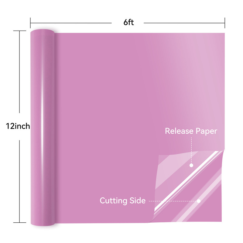 HTVRONT Permanent Vinyl-12" x 6FT Adhesive Vinyl Roll for Cutting Machine, Signs, Scrapbooking, Craft, Die Cutters-Light Purple
