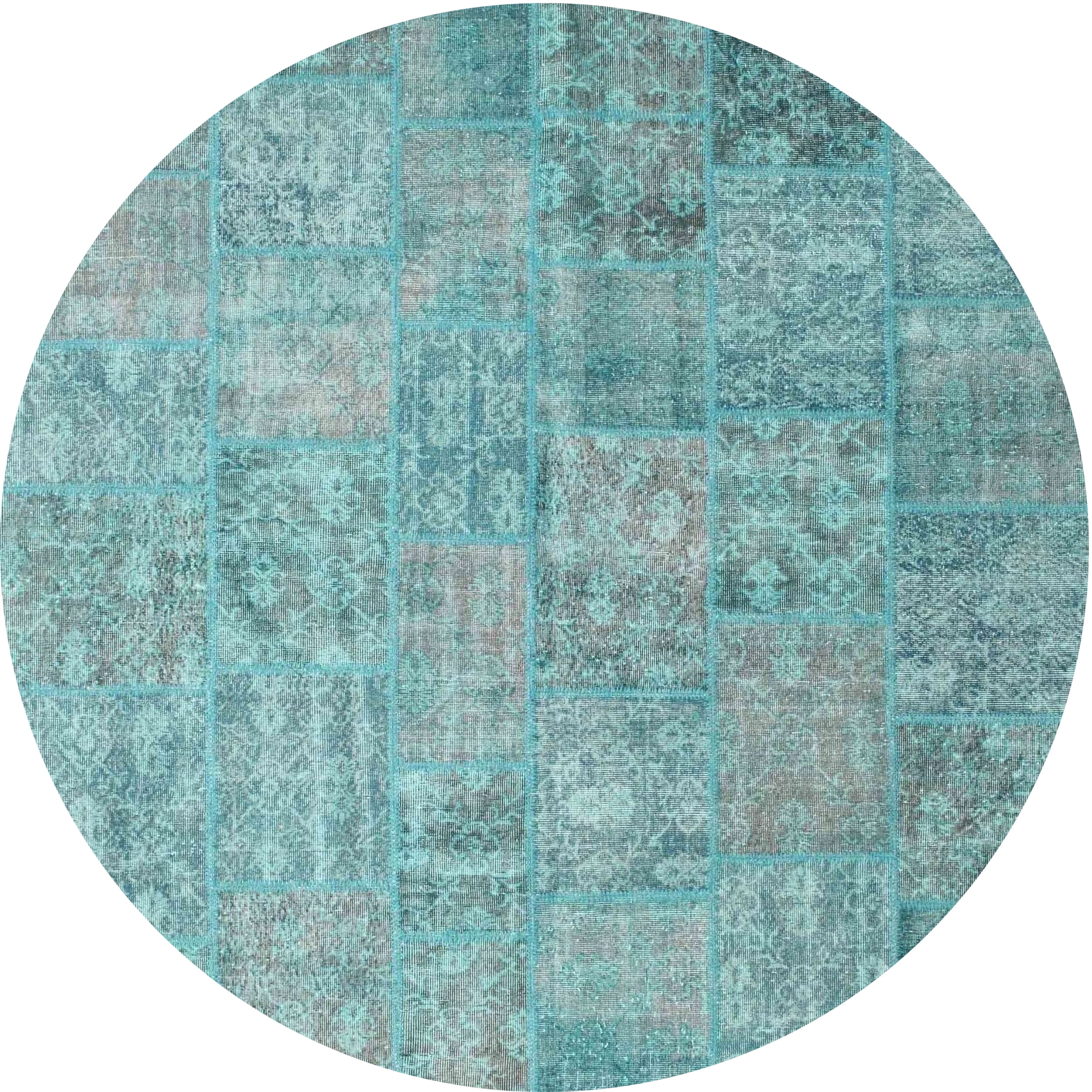 Ahgly Company Indoor Round Contemporary Seafoam Green Patchwork Area ...