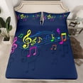 thumbnail image 2 of Homewish Music Theme Queen Sheet Sets,Colorful Musical Meldoy Flat Sheet,Deep Blue Queen Fitted Sheet For Kids,Super Cozy Room Decor,4-Piece, 2 of 7