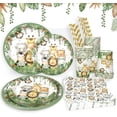 thumbnail image 2 of Juegos de vajilla desechable con diseño de animales de la jungla, manteles, vasos y platos para niños de 0 a 9 años, cumpleaños, baby shower, decoración para fiestas de safari, 2 of 5