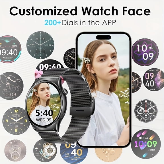 Smart Fitness Watch With Calling, 1.43" Smartwatch With Multiple Sports Modes, Sleep Monitor, Activity Tracker, Compatible With IPhone & Android