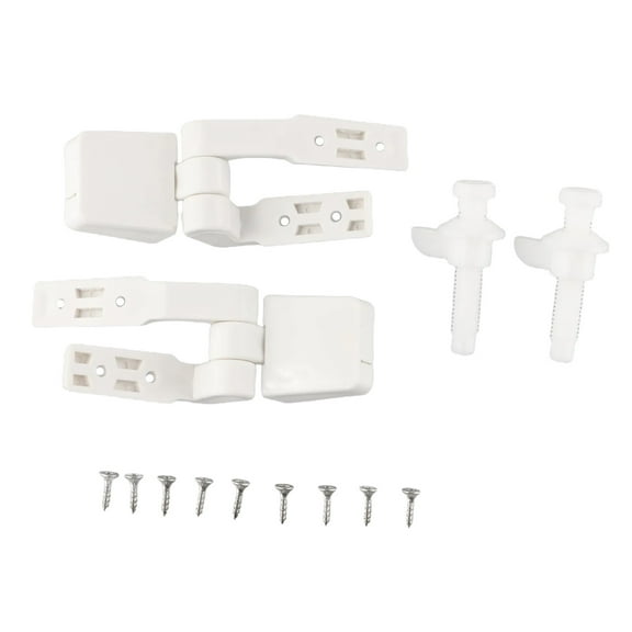 1 Pair White Plastic Toilet For Seat Lid Hinge Replacement with Bolts Screw Nuts
