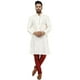 SKAVIJ Hommes Kurta Pyjama Ensemble Robe de Mariée Indienne en Soie Off-White M France – image 1 sur 6
