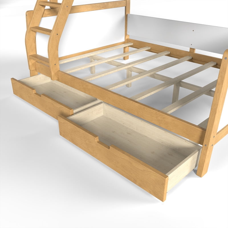 Convertible Twin-Over-Full Wood Bunk Bed Split into 2 Platform Beds, Storage Kids Bed Frame with Under-Bed Drawers