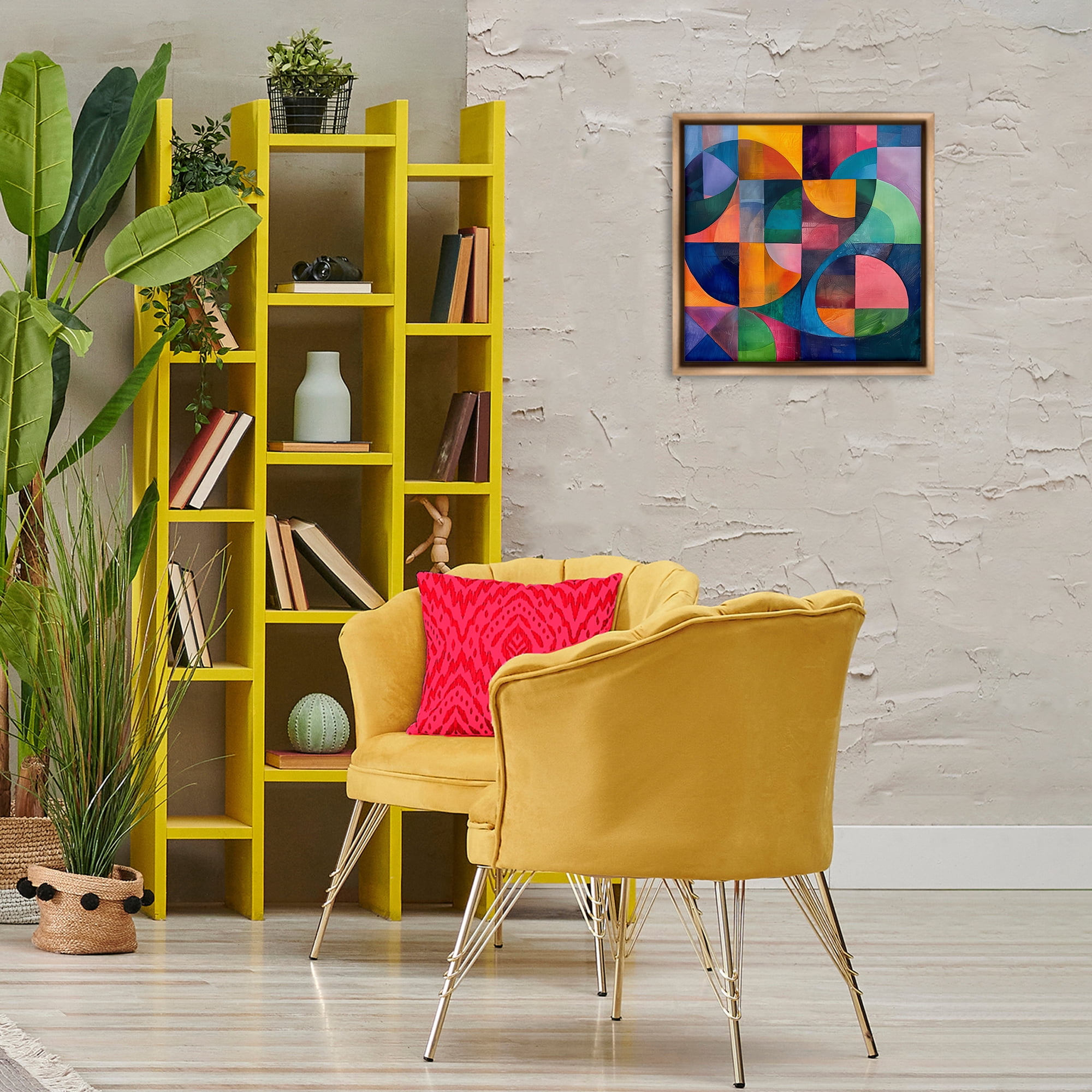 Stupell Industries Luminous Spectrum Shapes Abstract Painting Brown Floater Framed Canvas Art Print Wall Art, 18 x 18