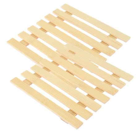 Kitchen Table Cup Dishes Bamboo Insulation Mat Beige 17 x 17cm 2pcs