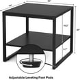 thumbnail image 2 of End Table, 20 Inch Square Black Wood Side Table with 2-Tier Storage Shelves for Living Room, 2 of 7