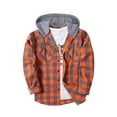 thumbnail image 6 of Bysome Men Hoodies Plaid Print Long Sleeve Hooded Tees Autumn Comfortable Men Hoodie Size M Red, 6 of 8