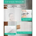 thumbnail image 4 of No Hook Shower Curtain with Snap in Liner, Wood Grain Brown Boho Brown and Black Striped Tribal Farmhouse Style Shower Curtains for Bathroom, Washable Inner Liner with Mesh Top Window, 66"x72", 4 of 6