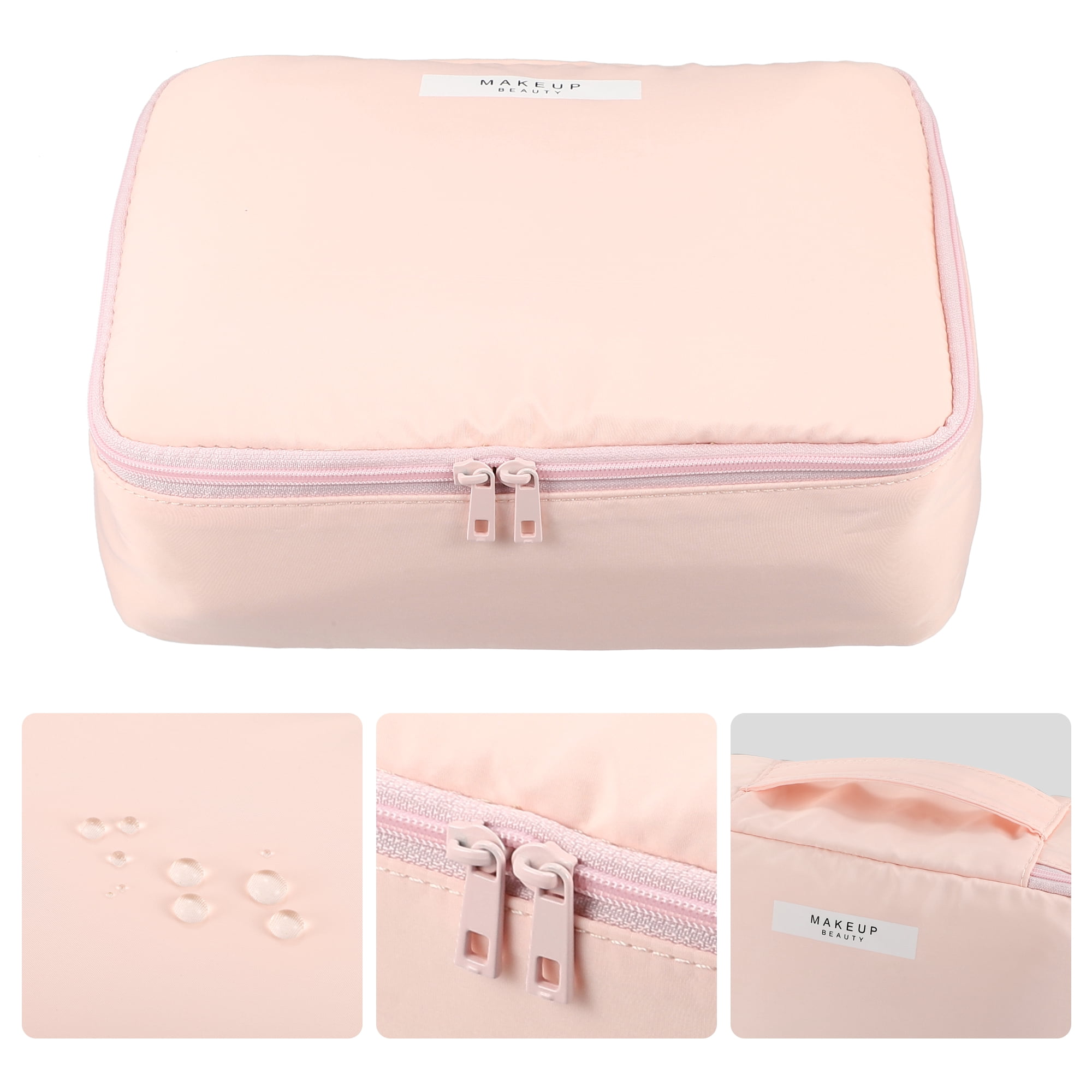 Unique Bargains Floral Makeup Bag Zipper Flower Cosmetic Pouch Pink