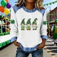 thumbnail image 1 of TaTaai Women's Spring Holiday Blouse Long Sleeve Round Neck St. Patrick's Day Patchwork Design Irish Festival Casual Top Gift, 1 of 5