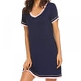 thumbnail image 2 of Womens Nightgowns Short Sleeve Sleepwear Nightshirt V Neck Sleep Shirt Loose Comfy Pajama Nightdress S-XXL, 2 of 4