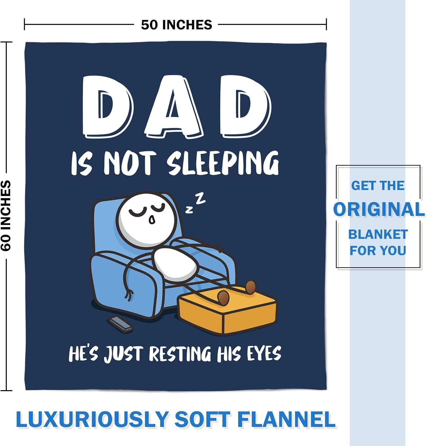 Funny Birthday Gifts for Dad Husband, Dad is Not Sleeping Blanket, Dads Gifts from Daughter Son, Super Soft Throws Blanket for Couch and Napping