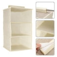 thumbnail image 4 of Unique Bargains 1 Pc Closet Organizer Durable Three-Tier Wall Hanging Storage Bag Beige, 4 of 6