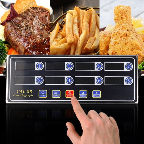 8 Channel Digital Kitchen Timer Clock Restaurant Reminder Cooking Calculagraph Commercial AC 110V