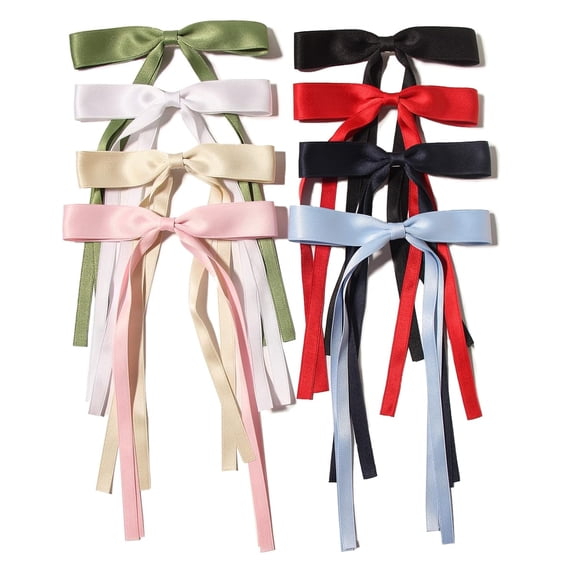 8pcs Bow Hair Clips for Women, Hair Clips Hair Tassel Hair Ribbon Ponytail Holder Accessories Slides Metal Clips Barrettes Hair Accessories