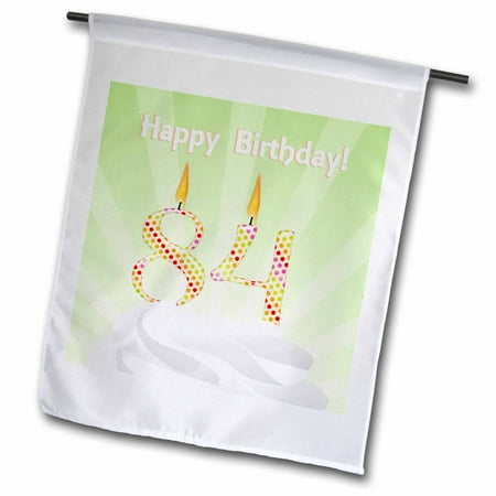3dRose Number 84 Candle with Colorful Dots on Top of Whipped Icing, Happy Birthday - Garden Flag, 12 by 18-inch