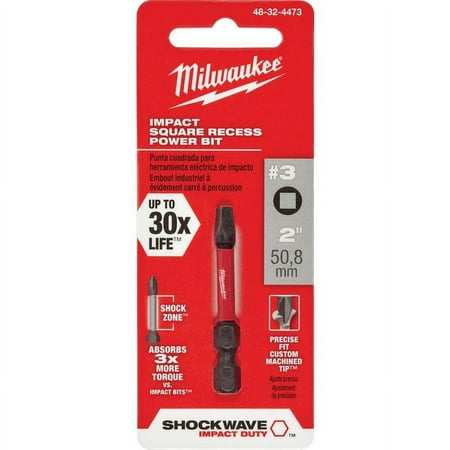 UPC: 0045242195527 | Milwaukee-48-32-4473 SHOCKWAVE 2 in. Impact Square Recess #3 Power Bit