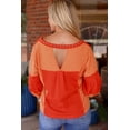thumbnail image 3 of Women's Red Studded V Neckline Exposed Seam Textured Knit Top, 3 of 5