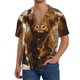 thumbnail image 1 of Balery Cow With Butterflies Lilies Camisa Casual de Manga Corta con Botones para Hombre, Texturizada, Estilo Cubano, para Playa, Verano-X-Large, 1 of 5