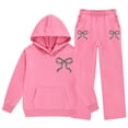 thumbnail image 6 of CPNG Toddler Girls Sportswear Set Teen Girls Long Sleeve Bow Print Hoodie Sweatshirt and Sweatpant 2 Pcs Outfits Set(Pink,11-12 Years), 6 of 8