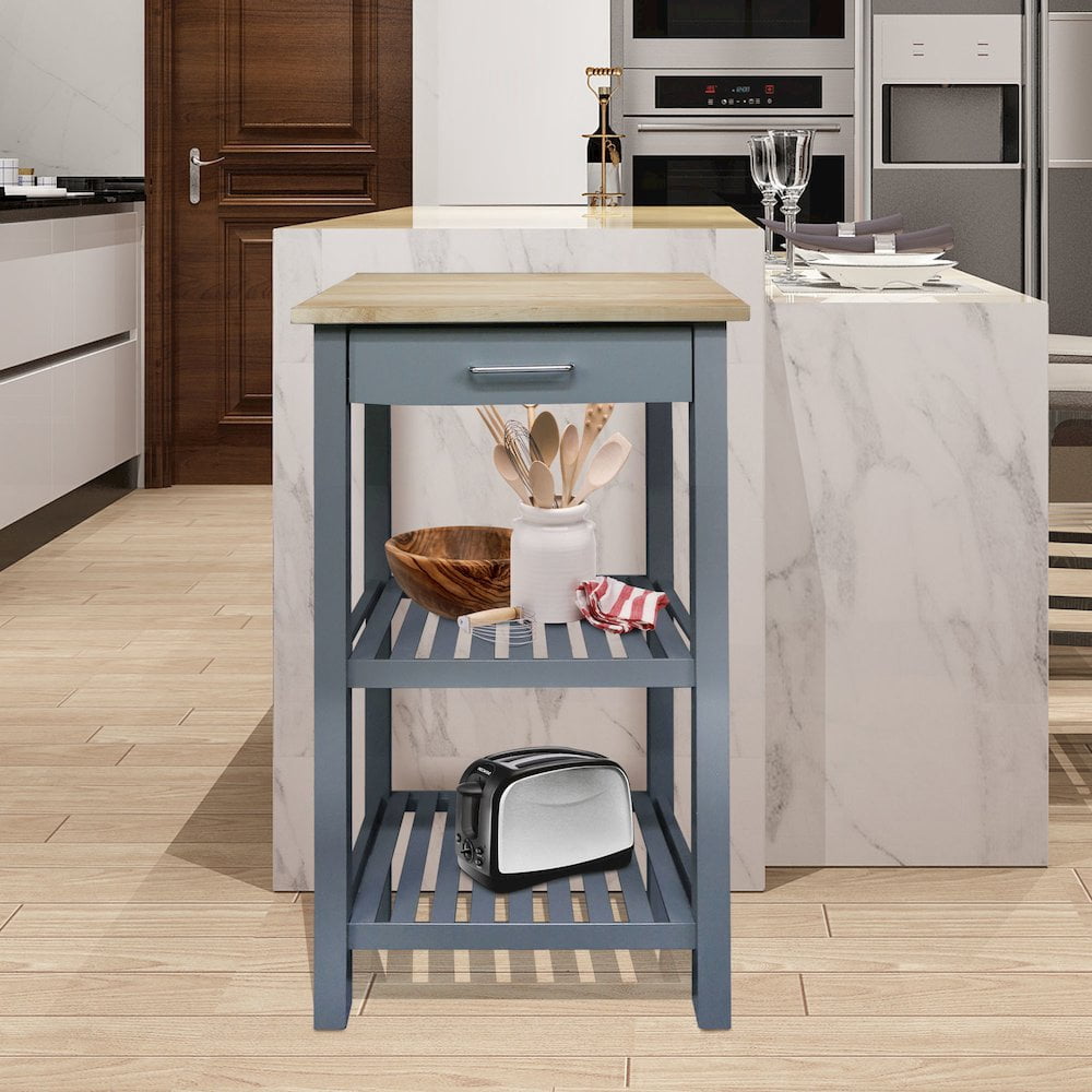 Casual Home Sunrise Kitchen Island with Solid Wood Top - Slate Gray