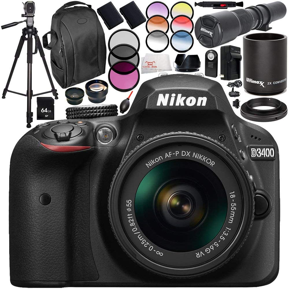Nikon D3400 DSLR Camera with 1855mm Lens (Black) 19PC Accessory Bundle