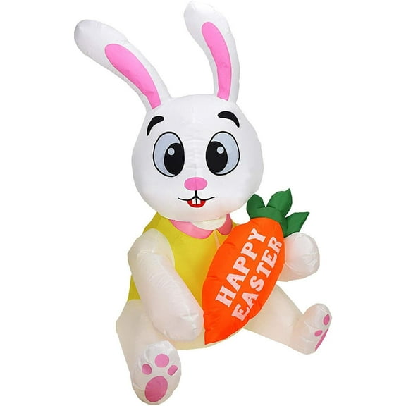 5 Ft Inflatable Easter Bunny with LED Lights Outdoor/Indoor Easter Decoration for Yard, Garden, and Lawn