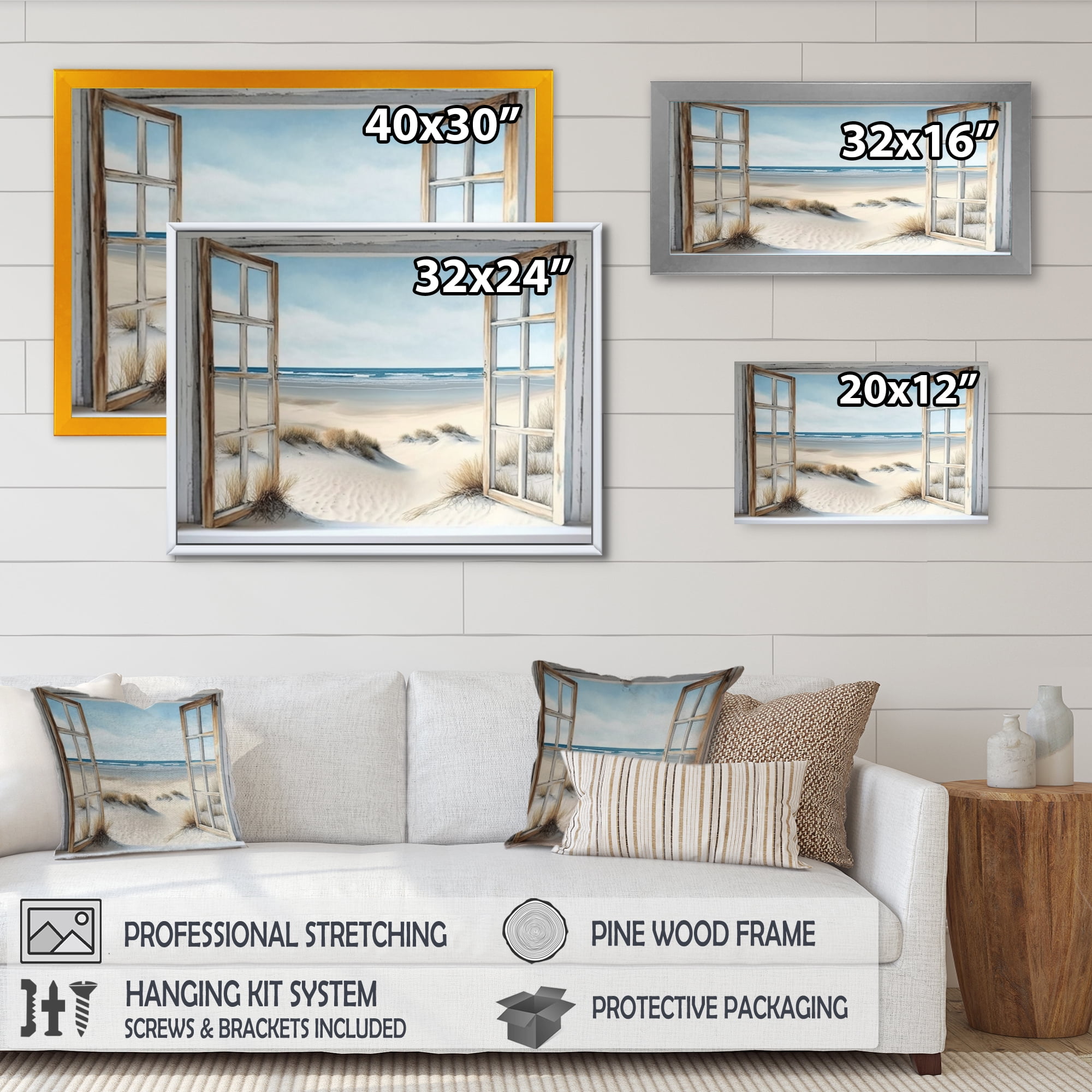 Designart Window To The Beach II Canvas Wall Art