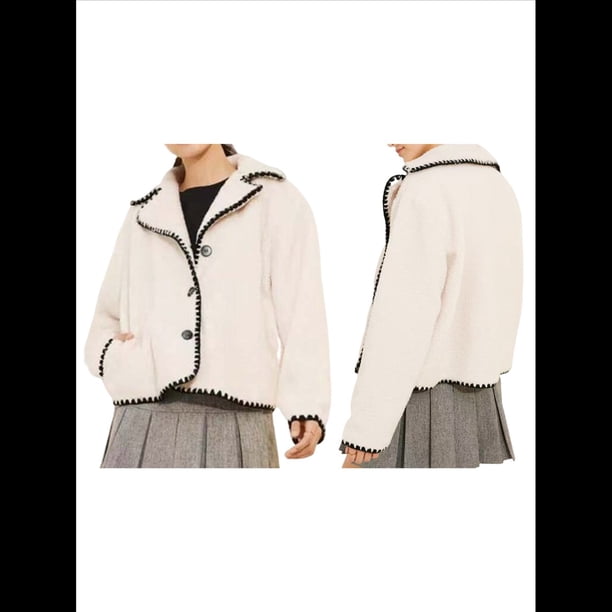 Abrigo Holgado y Grueso de Lana de Cordero con Solapa y Larga para Mujer, Estilo Moderno, para Otoño e Invierno. Albaricoque L