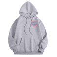 thumbnail image 6 of Sweatshirt for Women Zip Up Fall Winter Oversized Crewneck Long-sleeved Dolman One Shoulder Drawstring Floral Leisure Cotton Top Tops(Grey,S), 6 of 6