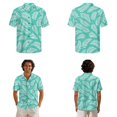 thumbnail image 2 of Whosucclay Green Palm Leaves Print Couple Hawaiian Matching Outfits Men's Button Down Shirt Womens Summer Dress Sleeveless Midi Dresses Family Matching Hawaii Outfits Sets for Husband and Wife, S, 2 of 7